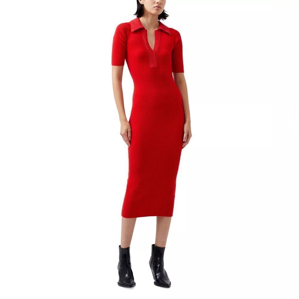 Elegant Red Knit Dress